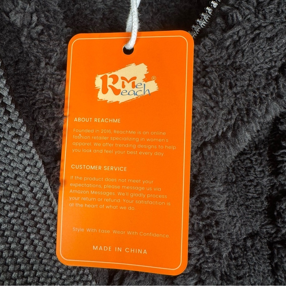 ReachMe Sherpa Fleece Hoodie Pullover Quarter Zip Black Cozy Size M New With Tag - Picture 8 of 12
